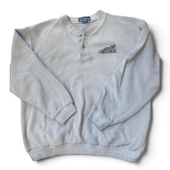 Nascar Other - Vintage 90s NASCAR Tin Mountain Thermal Henley Shirt Men’s XL Gray